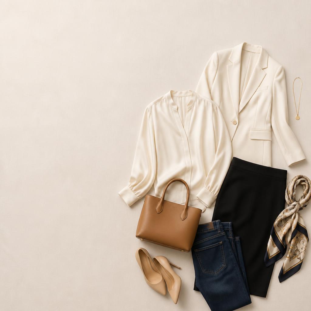 Capsula de roupas essenciais organizada